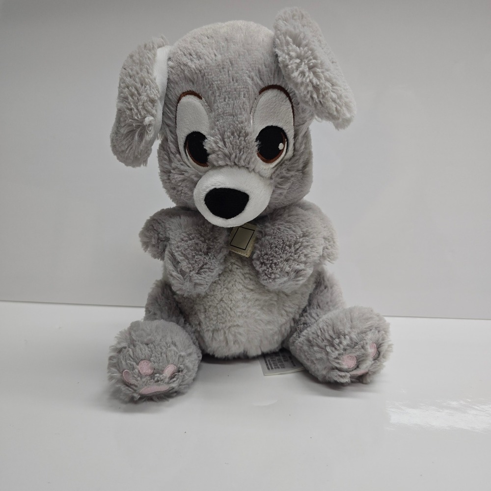 Disney Tramp Puppy Plush Grey Blue Collar Lady and the Tramp Soft Toy Nursery‎